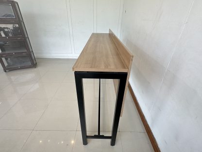 โต๊ะบาร์ ท็อปไม้ MDF สีน้ำตาลลายไม้ ขาเหล็กสีดำ