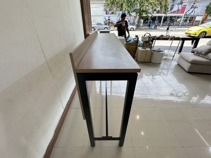 โต๊ะบาร์ ท็อปไม้ MDF สีน้ำตาลลายไม้ ขาเหล็กสีดำ