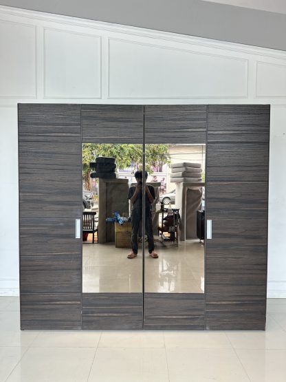 ตู้เสื้อผ้า 2 บานพับกระจกเงาสีชา แบรนด์ SB FURNITURE
