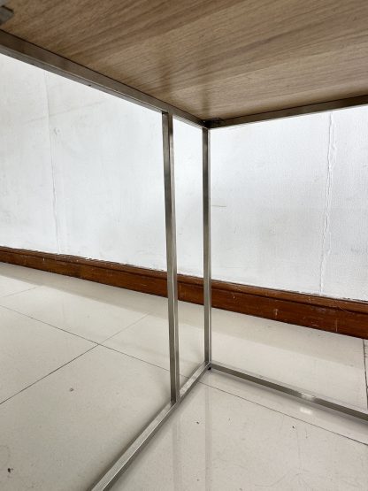 โต๊ะข้าง ท็อปไม้ MDF สีบีชลายไม้ โครงขาสแตนเลส