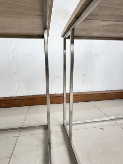 โต๊ะข้าง ท็อปไม้ MDF สีบีชลายไม้ โครงขาสแตนเลส