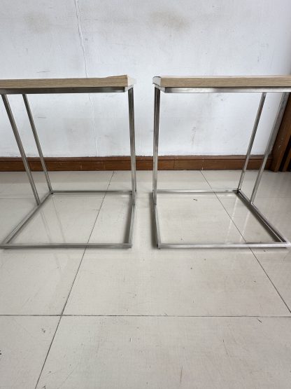 โต๊ะข้าง ท็อปไม้ MDF สีบีชลายไม้ โครงขาสแตนเลส