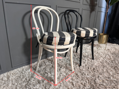 9 เก้าอี้ไม้เบนท์วูด แบรนด์ TON FURNITURE พร้อมเบาะรองนั่ง ผ้าสีขาวดำ