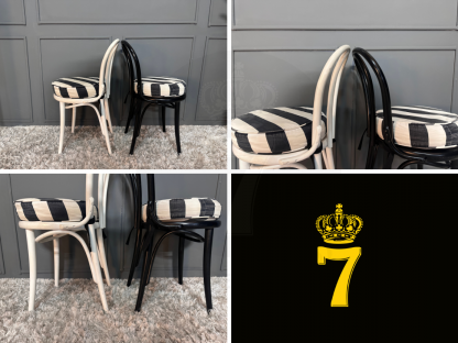 9 เก้าอี้ไม้เบนท์วูด แบรนด์ TON FURNITURE พร้อมเบาะรองนั่ง ผ้าสีขาวดำ