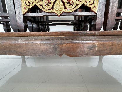 ชุดโต๊ะหมู่บูชา 9 ฐานท็อปกลางไม้ MDF โครงไม้สักติดลายฉลุลายไทยสีทอง