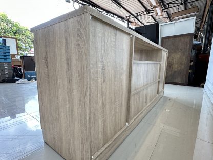 ตู้วางทีวี 2 บานเปิด 4 ลิ้นชัก โครงไม้ MDF สีบีชลายไม้