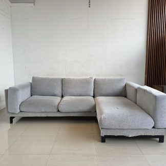โซฟาแอล 3 ที่นั่ง แบรนด์ KONCEPT เบาะหนัง PU สีเทา