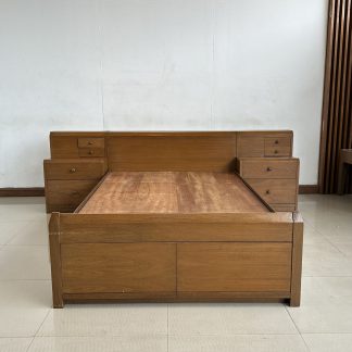 เตียง ขนาด 3.5 ฟุต โครงไม้ MDF สีน้ำตาลลายไม้