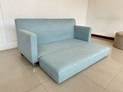 โซฟา 3 ที่นั่ง เบาะผ้าสีฟ้าอมเขียว (Teal Blue) เบาะกางออกเป็นเบดได้