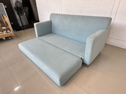 โซฟา 3 ที่นั่ง เบาะผ้าสีฟ้าอมเขียว (Teal Blue) เบาะกางออกเป็นเบดได้