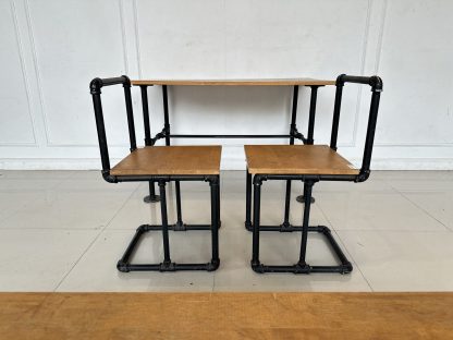 ชุดโต๊ะทานอาหารไม้สน 4 ที่นั่ง โครงขาเหล็ก PVC