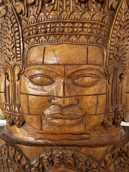 ของตกแต่ง แผ่นไม้จริงแกะสลัก รูปยอดปราสาทจำลอง หน้าพระพักตร์ของพระโพธิสัตว์อวโลกิเตศวร