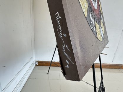 ของตกแต่ง ภาพวาดมงคล บนพื้นผ้าใบ สีอะคริลิค กรอบไม้ยาง