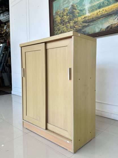ตู้เก็บรองเท้า 2 บานเลื่อน โครงไม้ MDF สีบีชลายไม้