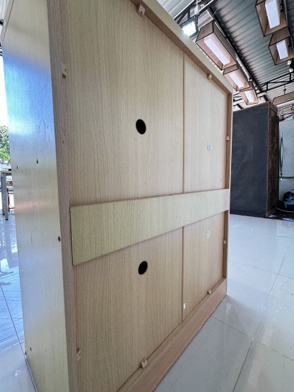 ตู้เก็บรองเท้า 2 บานเลื่อน โครงไม้ MDF สีบีชลายไม้
