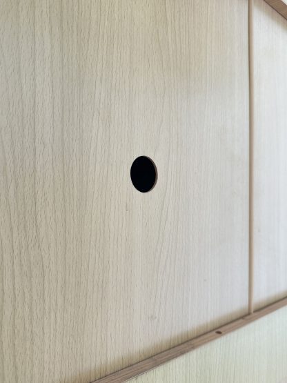 ตู้เก็บรองเท้า 2 บานเลื่อน โครงไม้ MDF สีบีชลายไม้