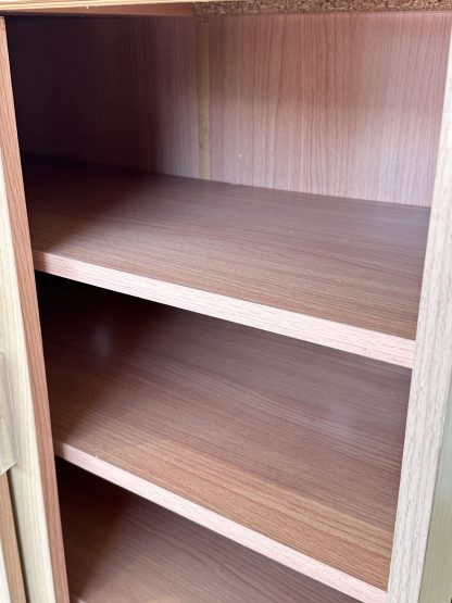 ตู้เก็บรองเท้า 2 บานเลื่อน โครงไม้ MDF สีบีชลายไม้