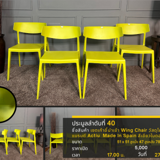 40 เซตเก้าอี้นำเข้า Wing Chair วัสดุโพลีโพรพิลีน แบรนด์ Actiu Made In Spain สีเขียวใบตอง 4 ตัว