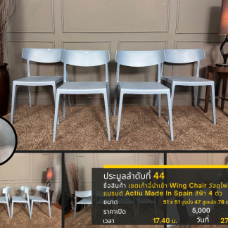 44 เซตเก้าอี้นำเข้า Wing Chair วัสดุโพลีโพรพิลีน แบรนด์ Actiu Made In Spain สีฟ้า 4 ตัว