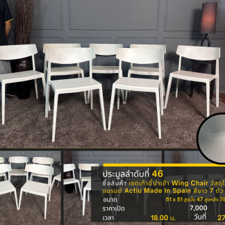 46 เซตเก้าอี้นำเข้า Wing Chair วัสดุโพลีโพรพิลีน แบรนด์ Actiu Made In Spain สีขาว 7 ตัว