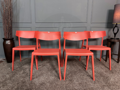 42 เซตเก้าอี้นำเข้า Wing Chair วัสดุโพลีโพรพิลีน แบรนด์ Actiu Made In Spain สีแดง 4 ตัว