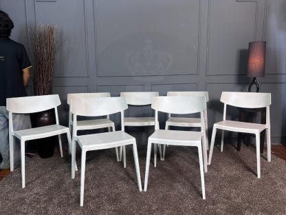 46 เซตเก้าอี้นำเข้า Wing Chair วัสดุโพลีโพรพิลีน แบรนด์ Actiu Made In Spain สีขาว 7 ตัว