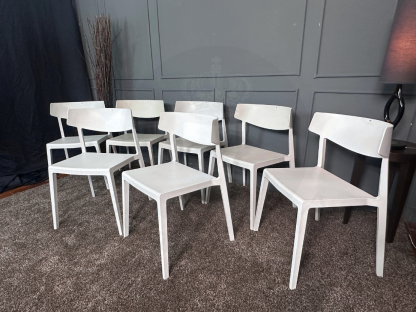 46 เซตเก้าอี้นำเข้า Wing Chair วัสดุโพลีโพรพิลีน แบรนด์ Actiu Made In Spain สีขาว 7 ตัว
