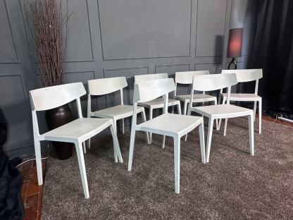46 เซตเก้าอี้นำเข้า Wing Chair วัสดุโพลีโพรพิลีน แบรนด์ Actiu Made In Spain สีขาว 7 ตัว