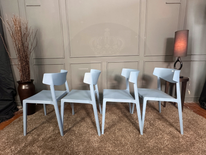44 เซตเก้าอี้นำเข้า Wing Chair วัสดุโพลีโพรพิลีน แบรนด์ Actiu Made In Spain สีฟ้า 4 ตัว