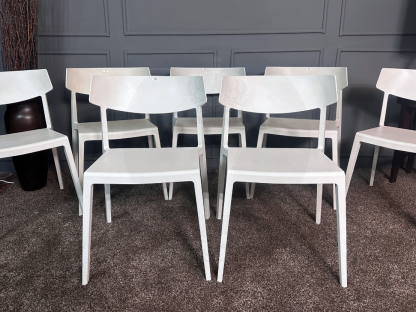 46 เซตเก้าอี้นำเข้า Wing Chair วัสดุโพลีโพรพิลีน แบรนด์ Actiu Made In Spain สีขาว 7 ตัว