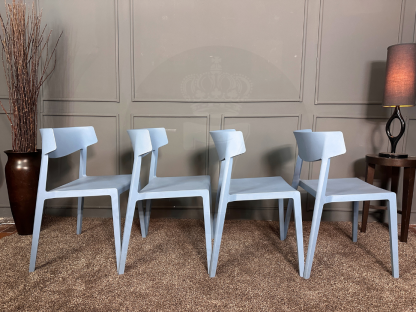 44 เซตเก้าอี้นำเข้า Wing Chair วัสดุโพลีโพรพิลีน แบรนด์ Actiu Made In Spain สีฟ้า 4 ตัว