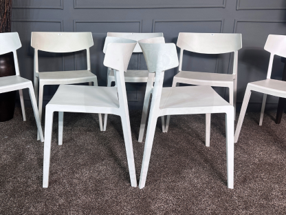 46 เซตเก้าอี้นำเข้า Wing Chair วัสดุโพลีโพรพิลีน แบรนด์ Actiu Made In Spain สีขาว 7 ตัว