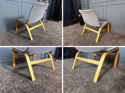 2 เก้าอี้พักผ่อนเบาะผ้าตาข่ายสีเทา โครงขาไม้ แบรนด์ IKEA