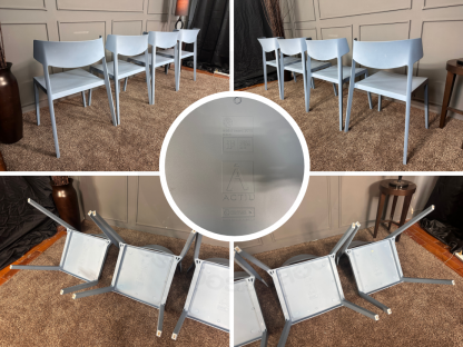 44 เซตเก้าอี้นำเข้า Wing Chair วัสดุโพลีโพรพิลีน แบรนด์ Actiu Made In Spain สีฟ้า 4 ตัว