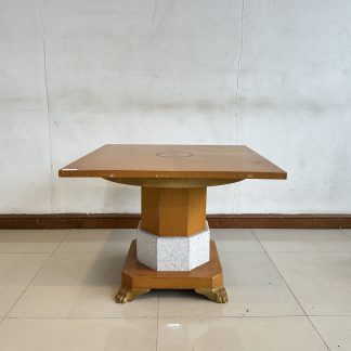 โต๊ะทานอาหาร ท็อปไม้จริงสีน้ำตาลลายไม้ โครงขาเหล็กสีดำ (ขนาดกว้าง 60 CM.)