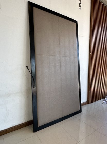 หัวเตียง built-in โครงไม้ MDF บุหนัง PU ลายหนังจระเข้ พร้อมไฟอ่านหนังสือ LED ( ใหญ่ )