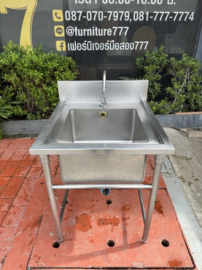 ซิงค์ล้างจานสแตนเลส เกรด 304 พร้อมก็อก ปลายขาปรับความสูงได้ (แบบที่ 1)
