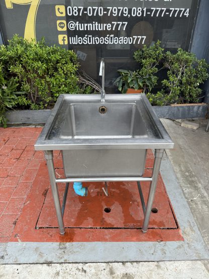 ซิงค์ล้างจานสแตนเลส 1 หลุม ปลายขาปรับความสูงได้ (แบบที่ 3)