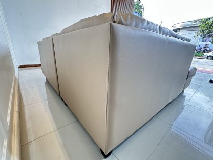 โซฟาแอล 3 ที่นั่ง แบรนด์ SB FURNITURE เบาะหนังแท้ผิวสัมผัสสีน้ำตาล
