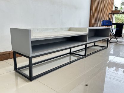 ตู้วางทีวี 2 ช่องวางของ แผ่นวางไม้อัดปิดผิวลายหินอ่อน