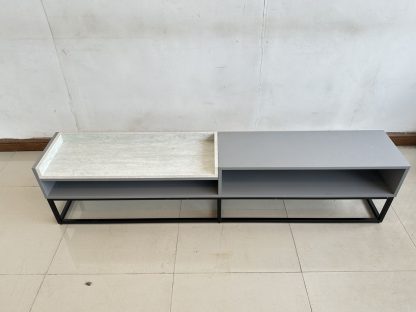ตู้วางทีวี 2 ช่องวางของ แผ่นวางไม้อัดปิดผิวลายหินอ่อน