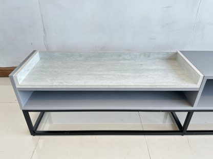 ตู้วางทีวี 2 ช่องวางของ แผ่นวางไม้อัดปิดผิวลายหินอ่อน