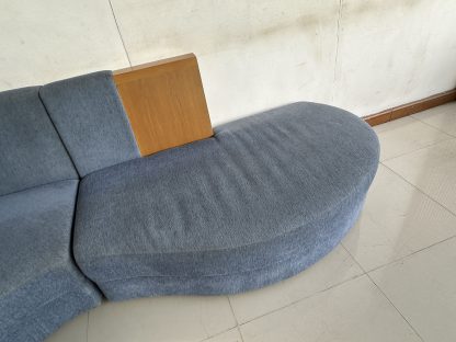 โซฟาแอล 3 ที่นั่ง เบาะผ้ากำมะหยี่สีน้ำเงิน โครงไม้ MDF