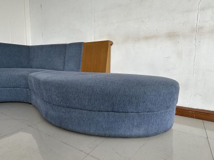 โซฟาแอล 3 ที่นั่ง เบาะผ้ากำมะหยี่สีน้ำเงิน โครงไม้ MDF