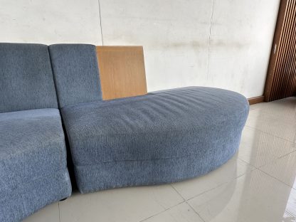 โซฟาแอล 3 ที่นั่ง เบาะผ้ากำมะหยี่สีน้ำเงิน โครงไม้ MDF