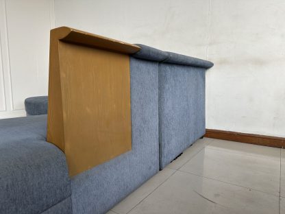 โซฟาแอล 3 ที่นั่ง เบาะผ้ากำมะหยี่สีน้ำเงิน โครงไม้ MDF