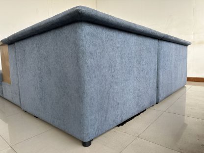 โซฟาแอล 3 ที่นั่ง เบาะผ้ากำมะหยี่สีน้ำเงิน โครงไม้ MDF