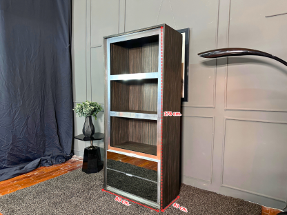 19 ชั้นวางของอเนกประสงค์ ไม้ MDF แปะแผ่นลายไม้ 3 ชั้นวาง 2 ลิ้นชักกระจก SolfClose ขอบสแตนเลส แบรนด์ POSH ATELIER ตัวที่ 1
