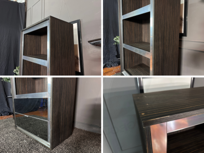 19 ชั้นวางของอเนกประสงค์ ไม้ MDF แปะแผ่นลายไม้ 3 ชั้นวาง 2 ลิ้นชักกระจก SolfClose ขอบสแตนเลส แบรนด์ POSH ATELIER ตัวที่ 1