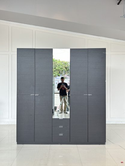 ตู้เสื้อผ้า แบรนด์ SB FURNITURE 4 บานเปิดทึบ 1 บานเปิดกระจกเงา